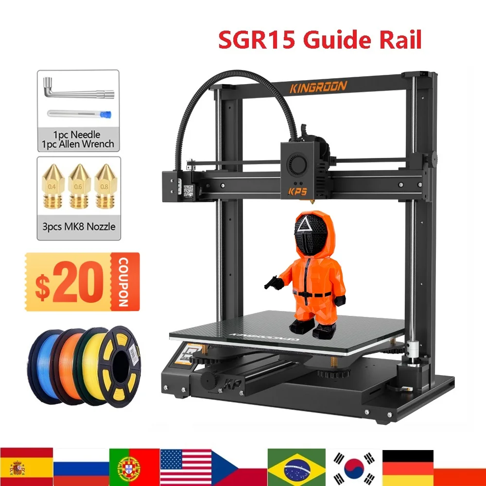 Best Kingroon 金属フレーム押出機,3Dプリンターkp5l,クイックショット,fdm,300x300x330mm,改良された電源