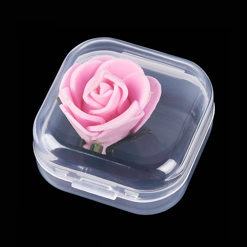 

1PC 2Sizes Mini Storage Box Multifunction Small Containers Clear Plastic Square Box for Earrings Rings Jewelry Organization Box