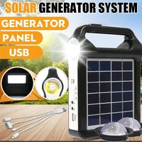 6v rechargeable solar panel power portable storage generator system usb charger with lamp lighting home solar energy system kit