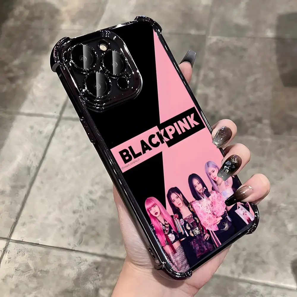 Чехол для телефона Kpop-BLACKPINKs-Girls Iphone 16 15 Pro 14 13 Mini 11 12 Xs Max Xr X 7 Plus с гальваническим
