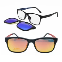 original design 003 full ultem square dual colors prescription eyeglasses spectacle with clip on polarized sunglasses lenses