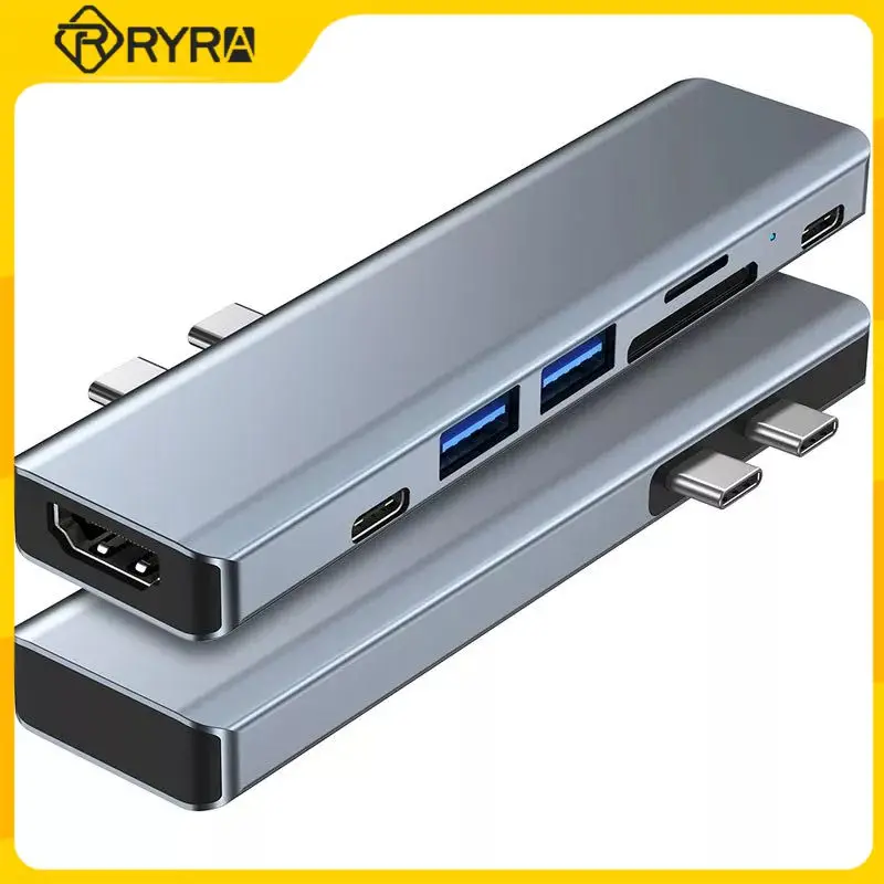 

USB-хаб 7 в 1, USB Type-C адаптер 7 в 1, 4K HDMI, совместимый с Thunderbolt 3 PD, быстрая зарядка для MacBook Pro