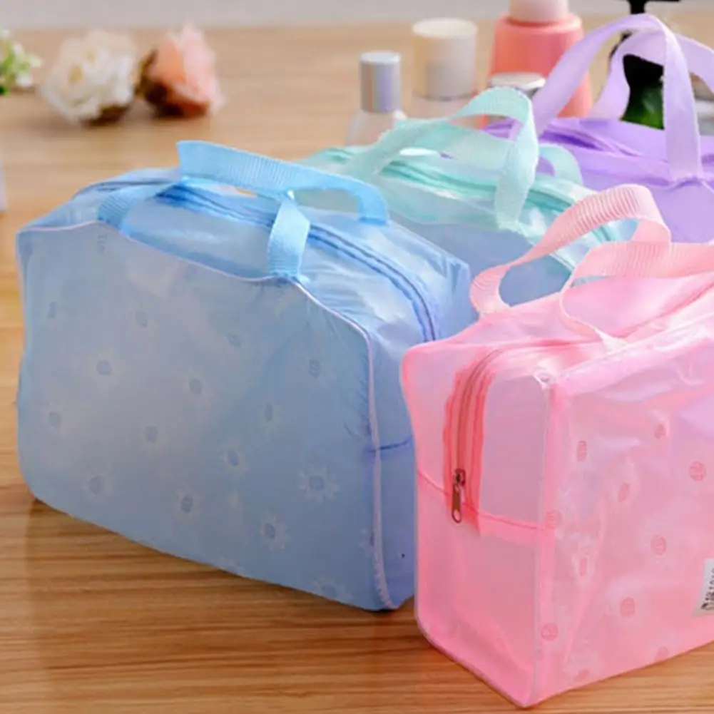 

Dropshipping!! Cosmetic Bag High Capacity Foldable Translucent Waterproof Toiletry Kits Bathroom Storage Wash Bag for Daily