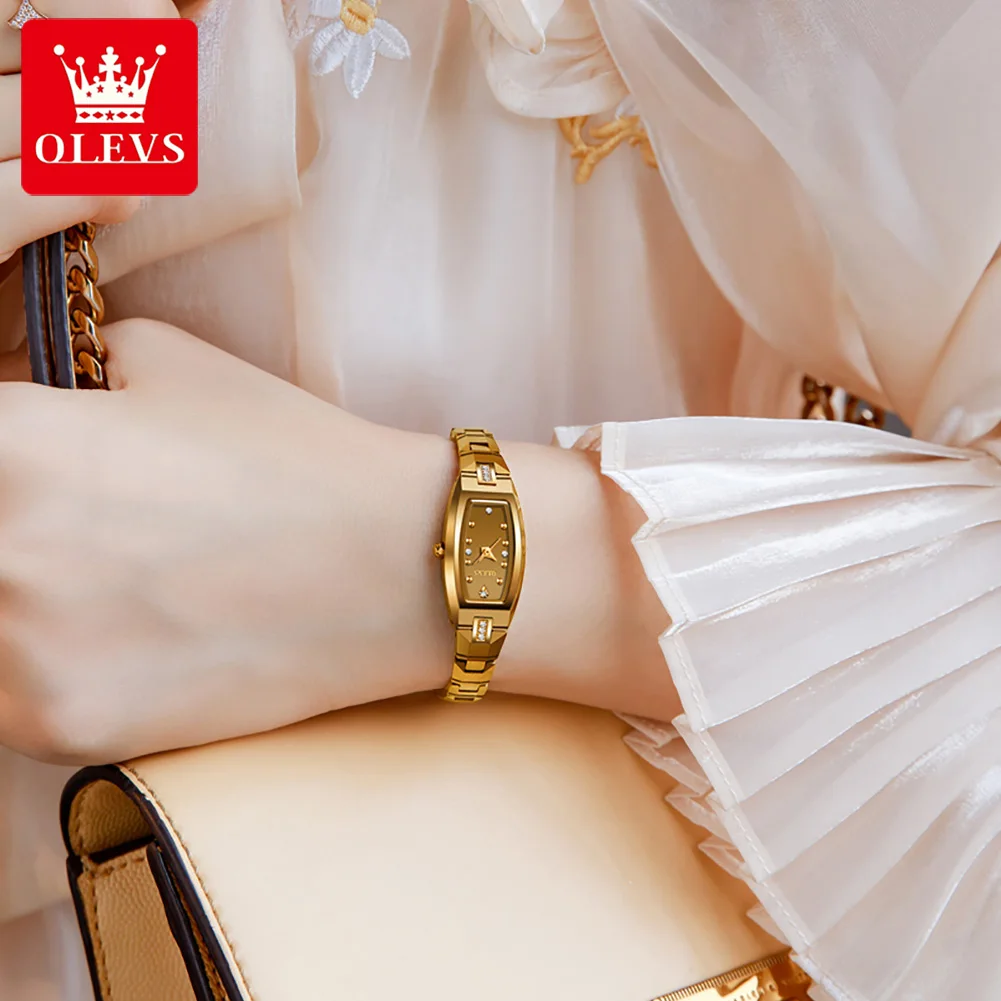 OLEVS 5501 Luxury Tungsten Steel Bracelet Quartz Watch for Women Waterproof Ultra-thin Woman Wristwatch Elegant Ladies Clock
