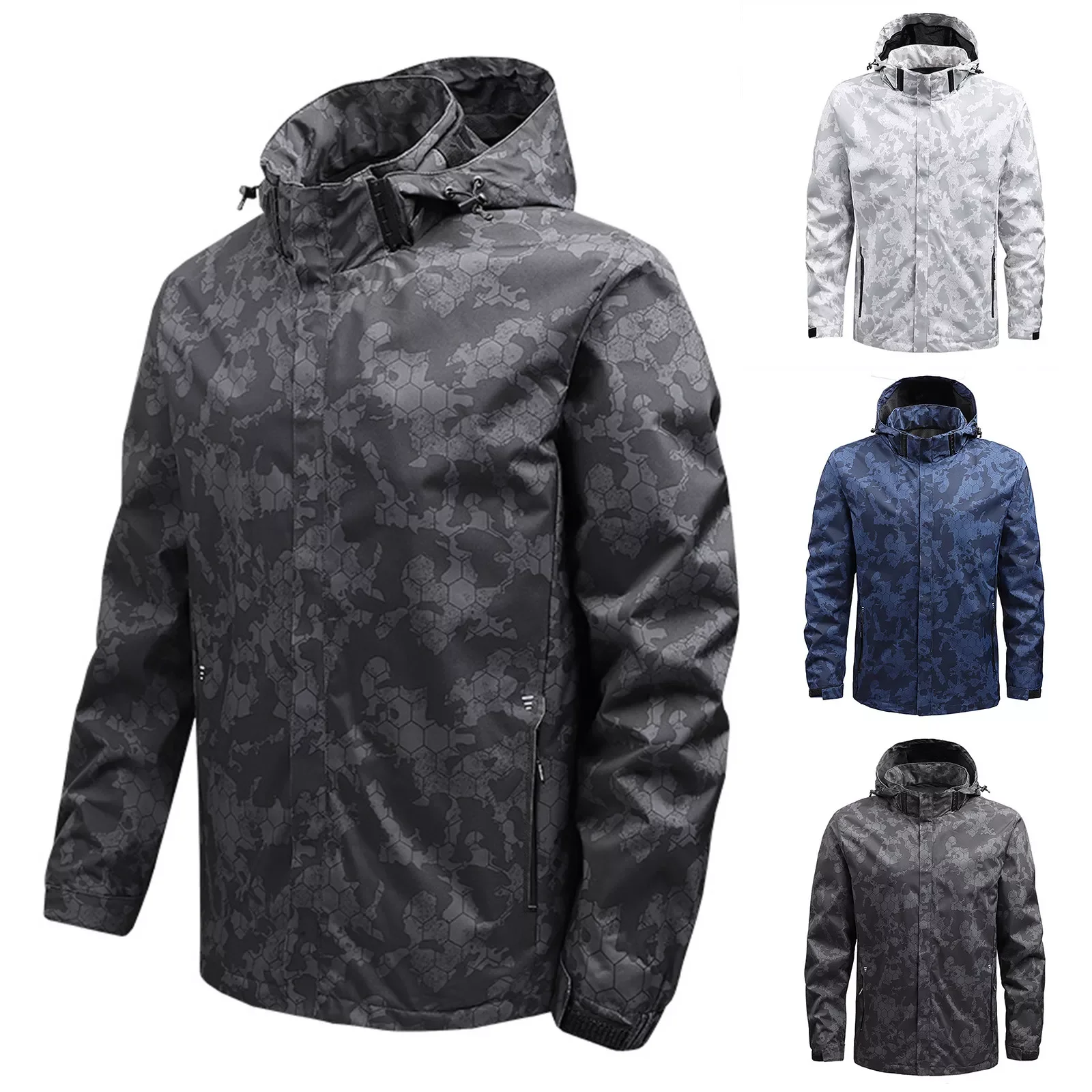 

NEW IN Men Autumn And Winter Camouflage Simple Coat Sports Zipper Pocket Baseball Clothes Flying Jacket Big And Tall Men Jacket