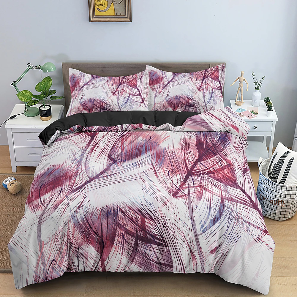 

Feathers Pattern Bedding Set Duvet Cover Set Comforter Covers for Bedroom Twin King Size Quilt Cover with Pillowcase 2/3 PCS