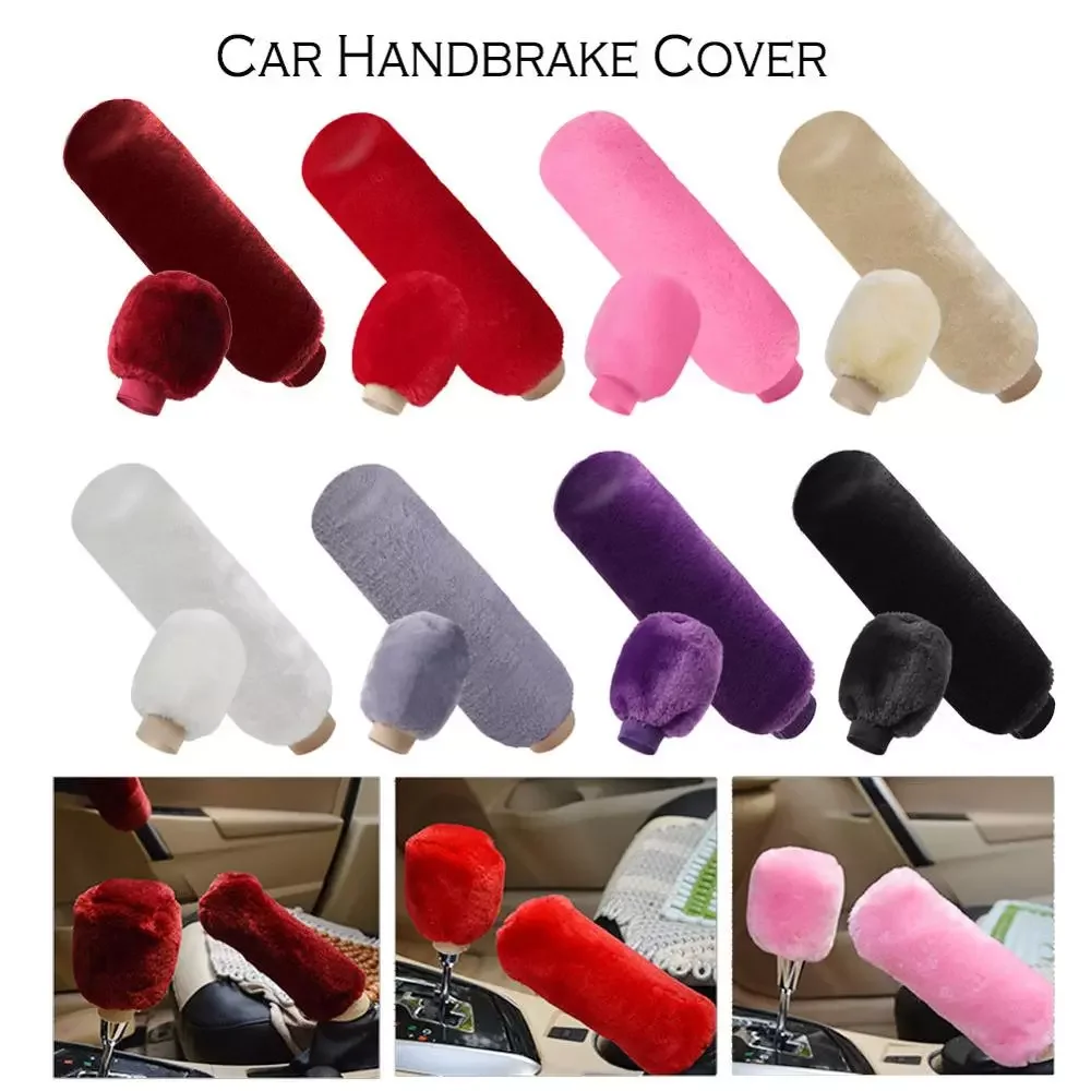 

2Pcs Car Handbrake Grip Covers Gear Shift Knob Cover Handle Plush Sleeve Winter Soft Warm Hand Brake