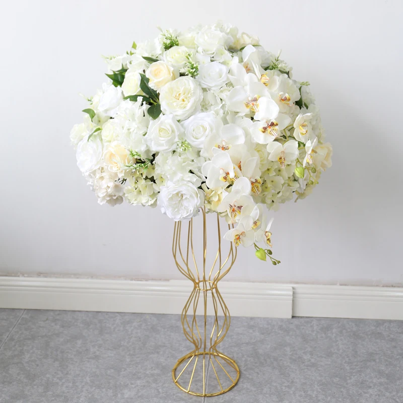 

Big American wedding large-scale road leading rose ball T stage wedding venue layout Roman column simulation silk flower