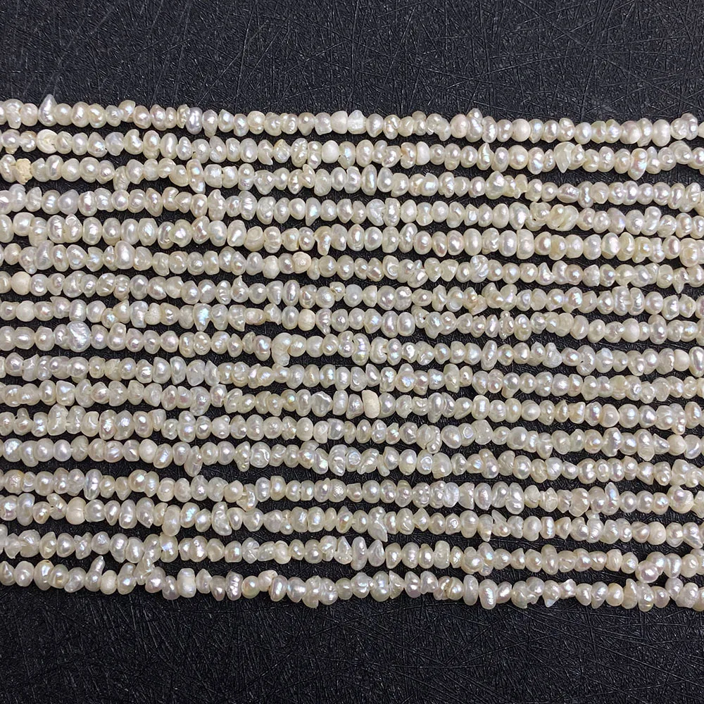 A Grade Natural Freshwater Pearl Small Flat Beads 3-4mm Charm Fashion Making DIY Necklace Earrings Bracelet Jewelry Accessories