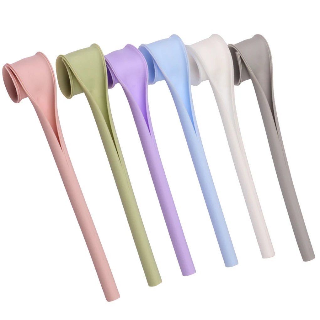 

6pcs/set Reusable Washable Creative Opening With One Click Home Straw Silicone Tableware Straw For Travel