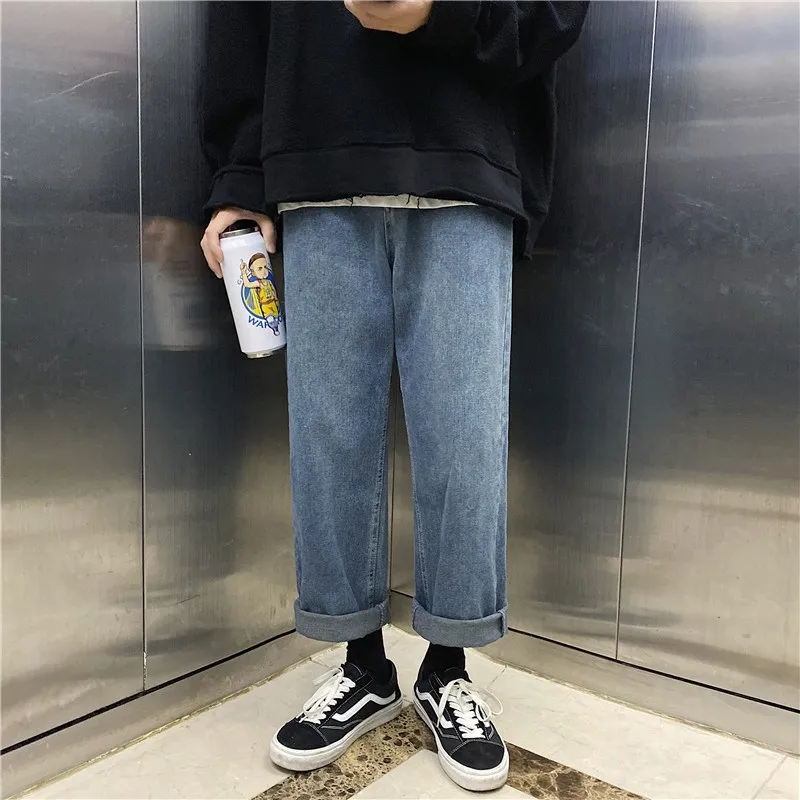 New Straight Jeans Men Loose Trend Wild Simple Design High Quality Comfortable Retro Wide Leg Pants Fashionable Men's Streetwear