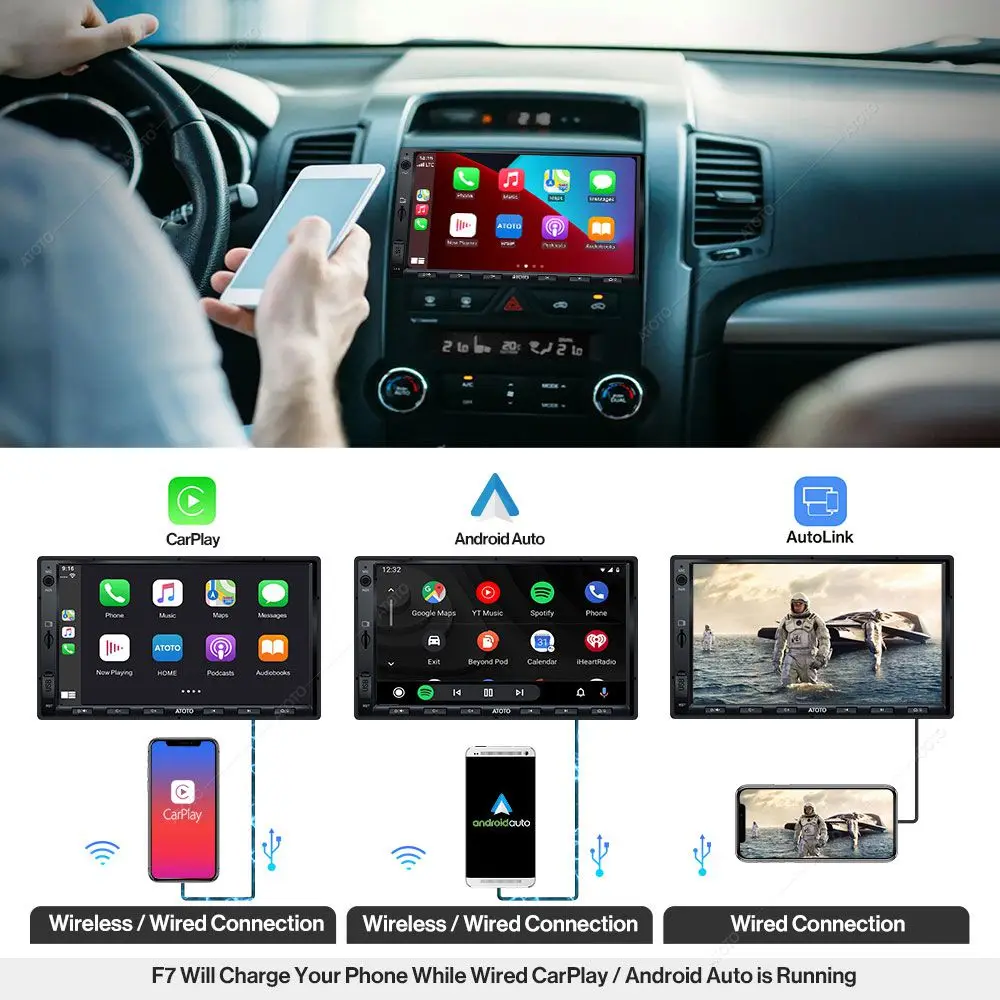 Автомобильный стерео-плеер ATOTO F7 XE мультимедийная система на Android с поддержкой