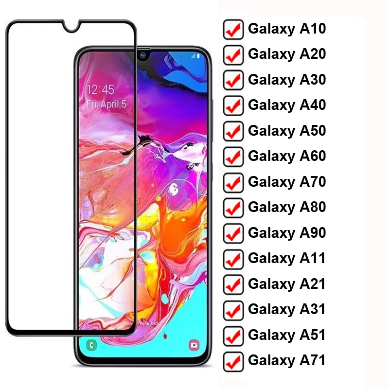 

9D Tempered Glass For Samsung Galaxy A10 A20 A30 A30S A40 A50 A70 A80 A90 Screen Protector Glass On A11 A21 A21S A31 A41 A51 A71