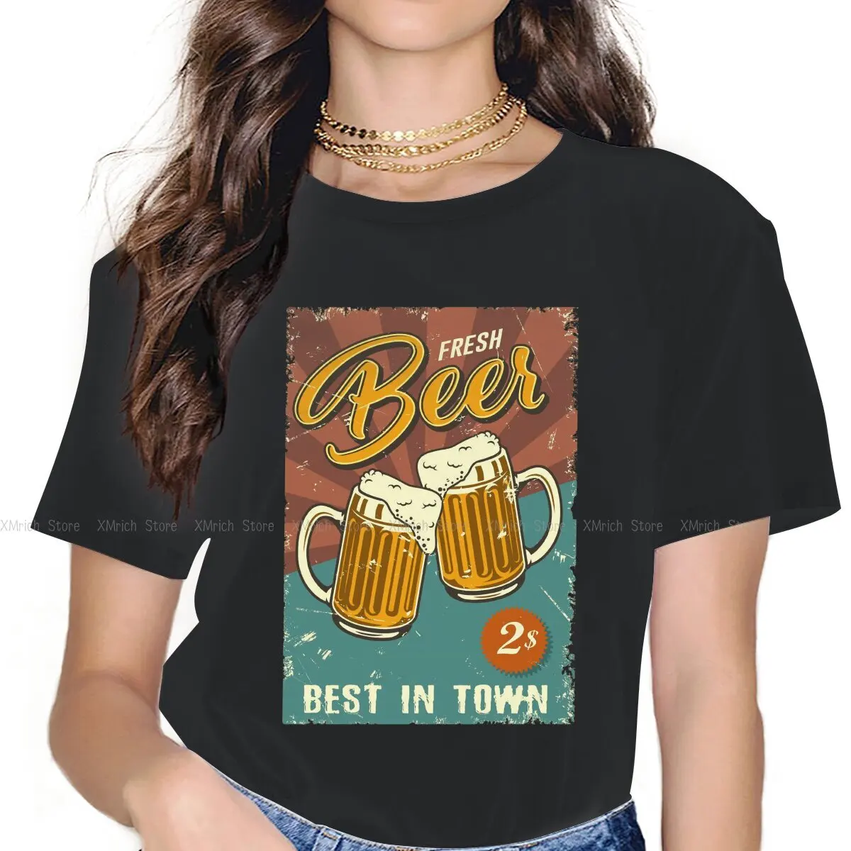 

Funny Freepik Graphic Resources for Everyone T-Shirt Women Round Collar Cotton T Shirts Beer Lover Father's Day Gift Tees