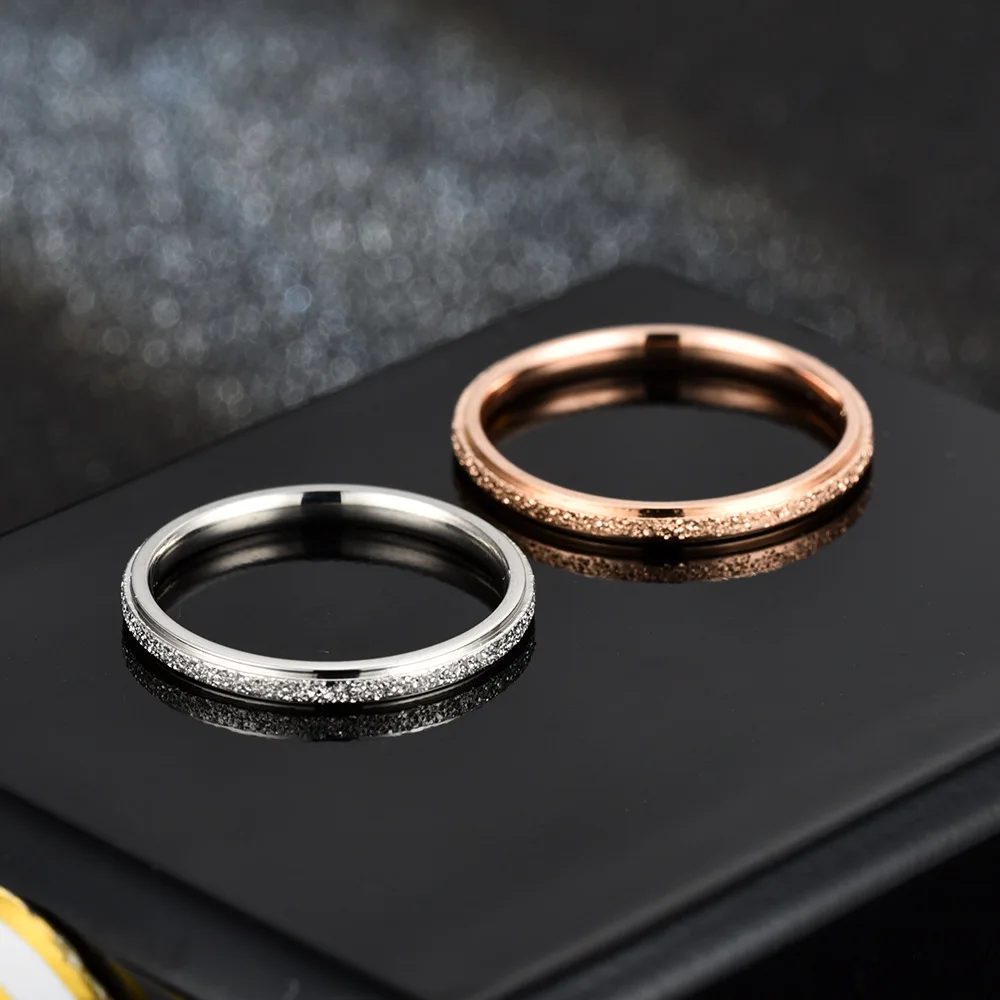 

2022 New Romantic Simple Frosted Couple Rings Stainless Steel Lovers Ring for Men Women Jewelry Gifts Silver Rose Gold