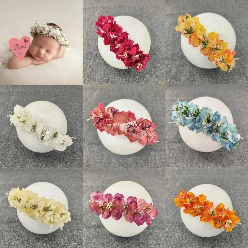 

Baby Photography Headband Adjustable Flower Hair Bands Newborn Hundred Day Headwear Girls Headdress