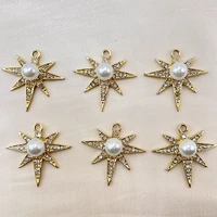 10pcs 2930mm golden pearl eight pointed star pendant for delicate jewelry necklace earrings makingcharms accessories wholesale