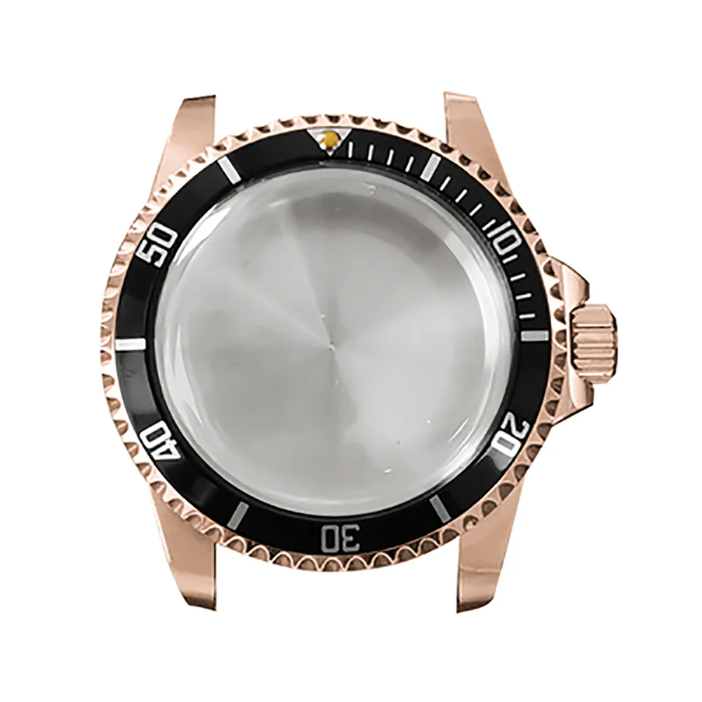 39.5MM Copper-Plated Stainless Steel Retro Case Bidirectional Bezel Bubble Mirror Case for NH35 NH36 Movement 28.5mm Dial