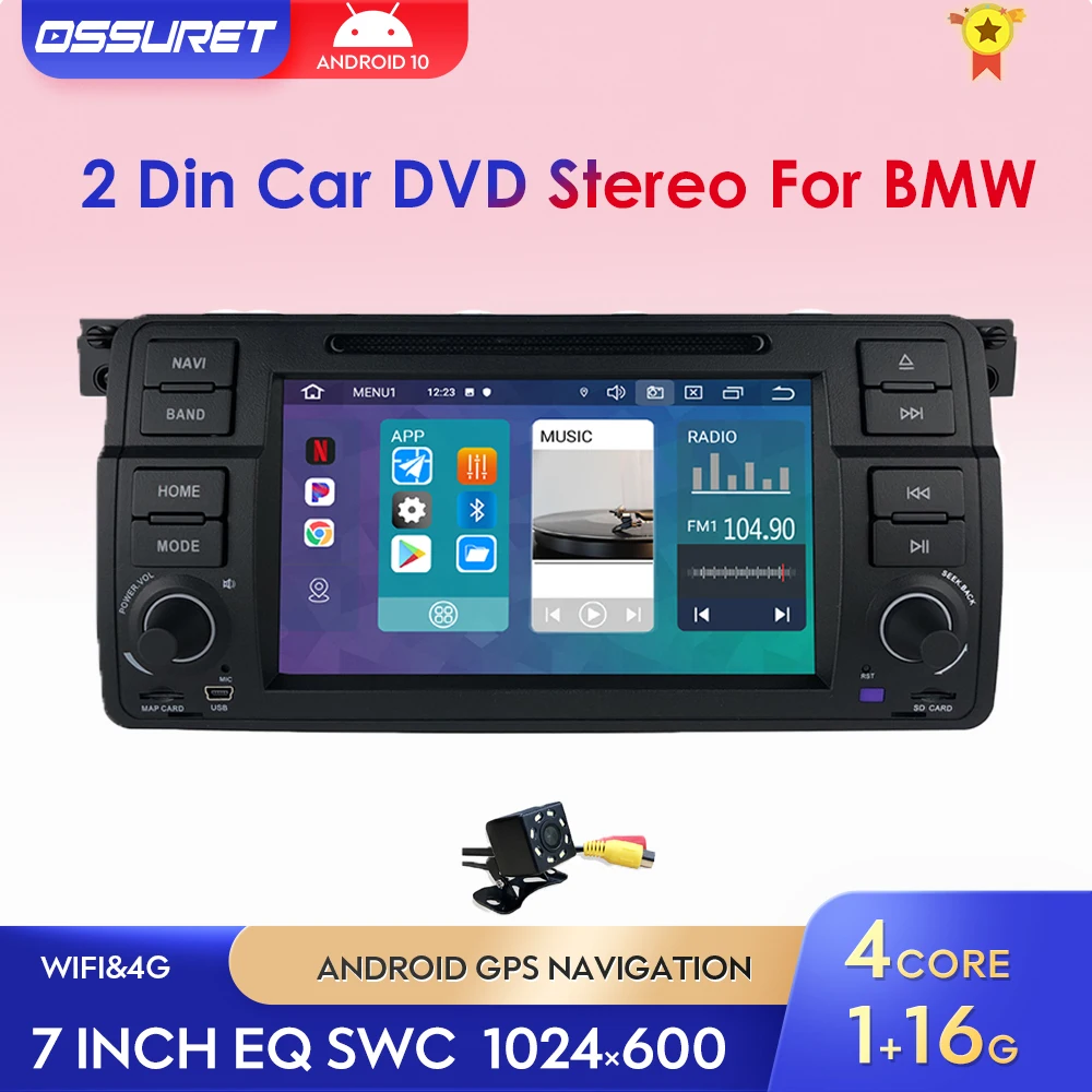 7 Inch Android10 Car DVD Player for BMW E46 Rover 75 MG ZT GPS Navigation USB DVR WIFI Stereo Multimedia Player BT In Stock