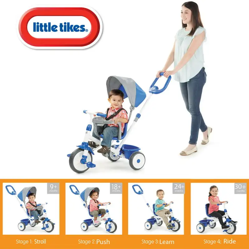 

Трехколесный велосипед First Trike 4 в 1 синего цвета, трехколесный велосипед для малышей с 4 этапами роста и затемнения-для детей, мальчиков и девочек возраст