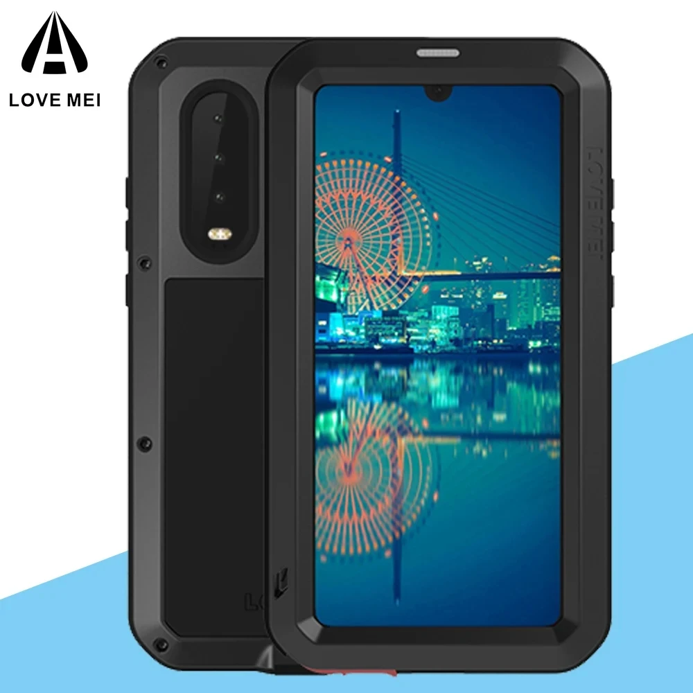 

Gorilla Glass For Huawei P60 P50 P40 P30 P20 Pro Case LOVE MEI Shock Dirt Proof Waterproof Metal Armor Phone Mate 40 50 60 Pro