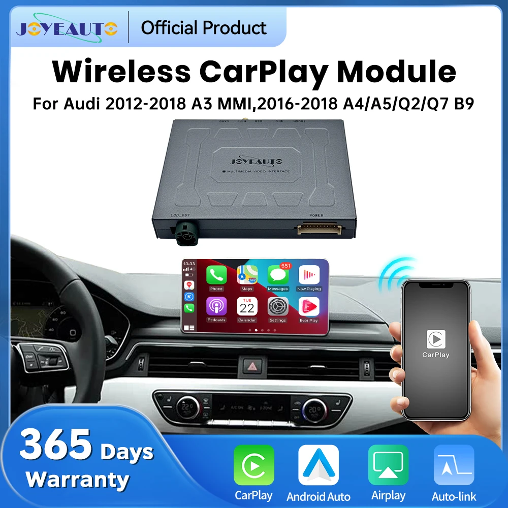 Фото Новый беспроводной интерфейс JoyeAuto CarPlay и модуль Android Auto для Audi 2012-2018 A3, MMI 2016-2018 A4/A5/Q2/Q7 B9, с функцией Mirroring и AirPlay. №1