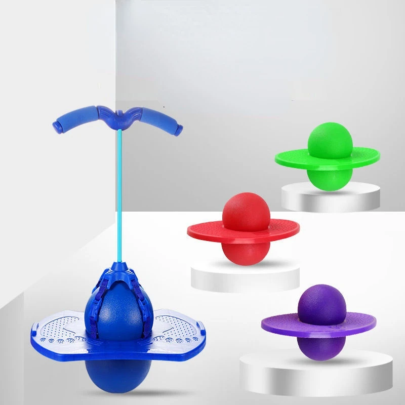 Детский прыгающий мяч с ручкой и насосом надувной игрушка растянутый или