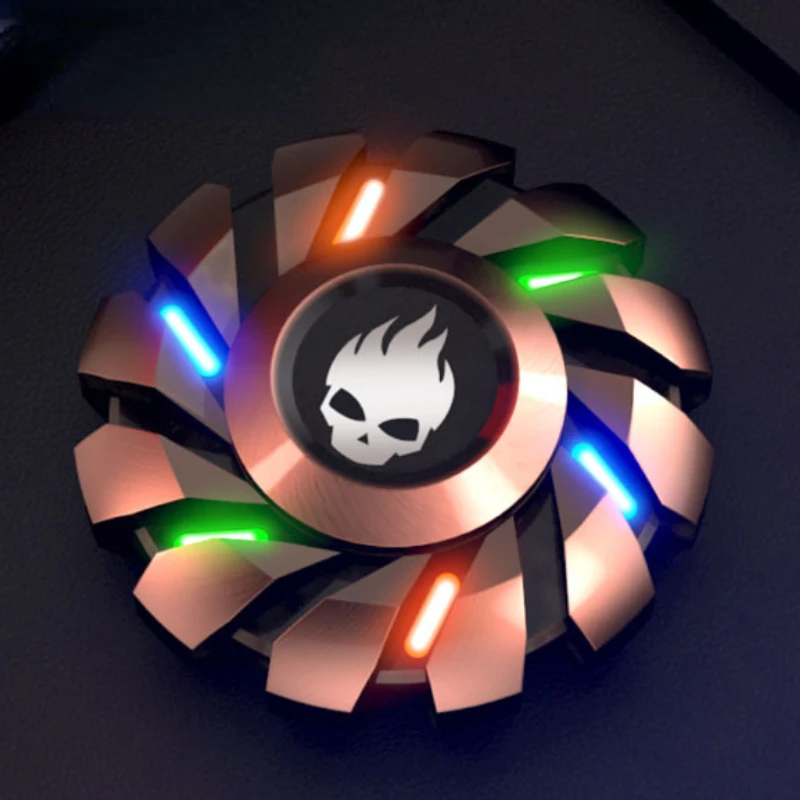 

Rainbow Skull Luminous Fidget Spinner Toys EDC Metal High-grade Antistress Light Fingers Fingertip gyroscope Toy for Kids Adults