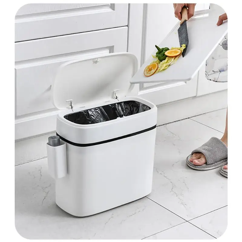 12l Kitchen Waste Bins Waterproof Garbage Bin With Trash Bag Holder For Household Bathroom Toilet Kitchen