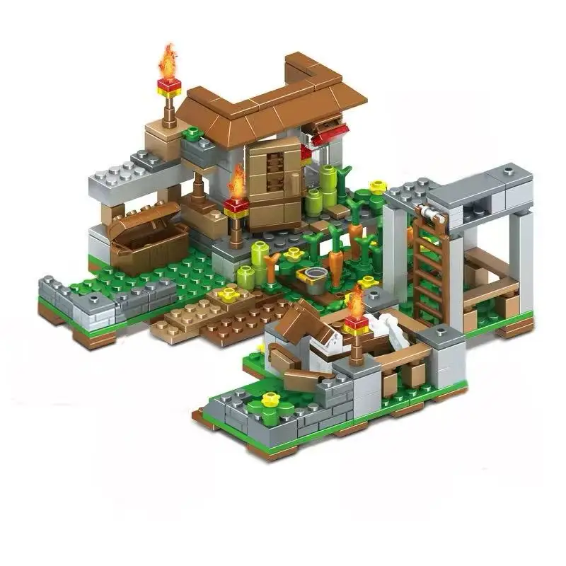 Наборы строительных блоков Ocelot Tree House Minecraftinglys 4 в 1 с фигурками Steve совместимые