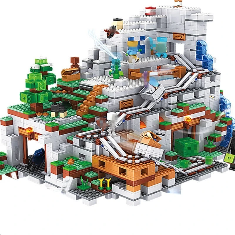 

Mountain Cave My World Bricks The Mine Mechanism MinecraftINGlys Building Block Action Figures Compatible My World Set Gifts Toy