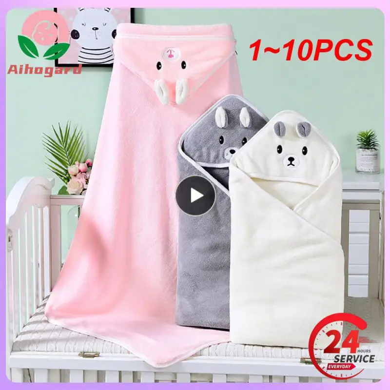 

1~10PCS Children Hooded Bath Towel Cute Soft Coral Velvet Fleece Blanket Cartoon Animal Style Newborn Bathrobe Quilt Washcloth