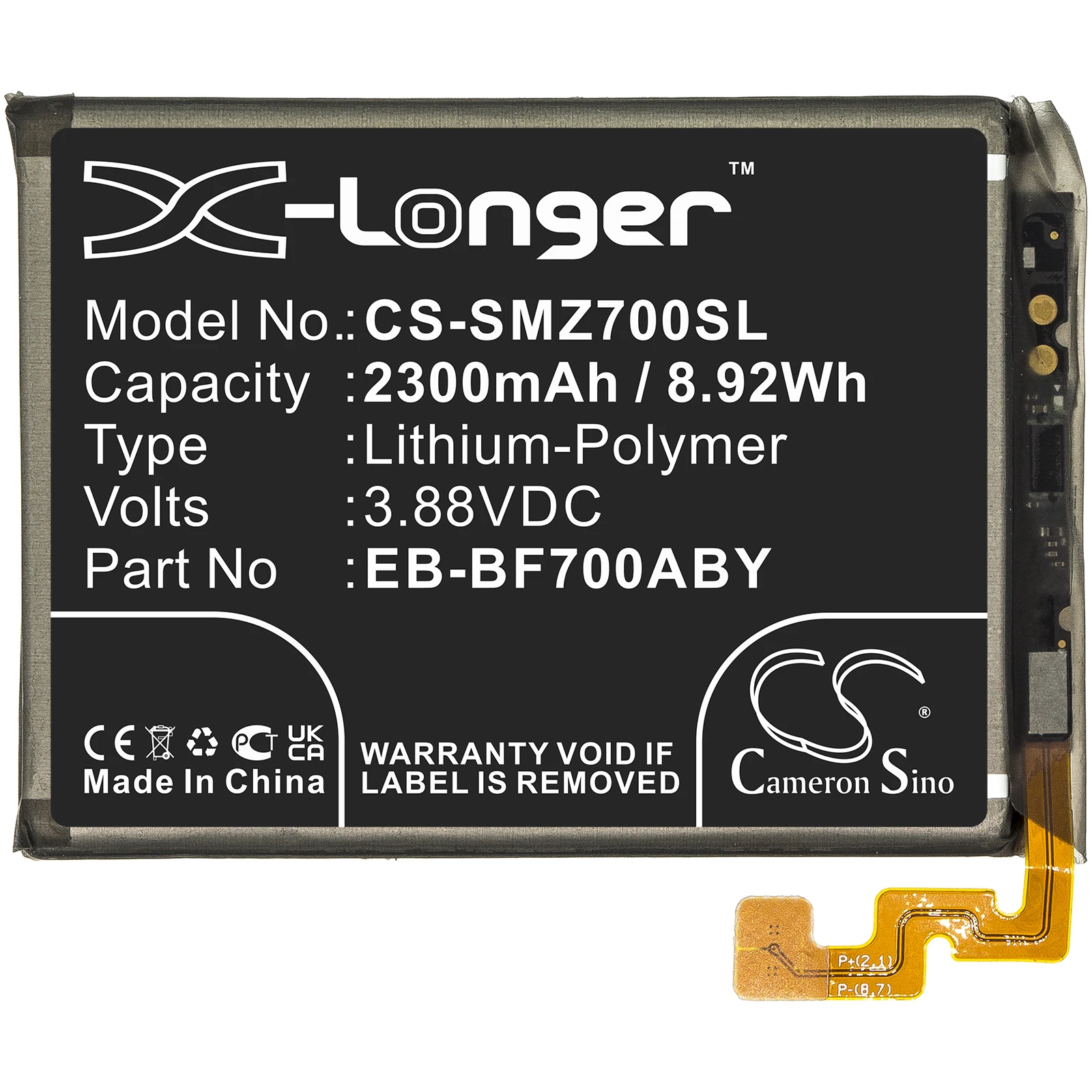 CS Mobile SmartPhone Battery for Samsung Galaxy Z Flip F7000 F700N U J F /DS Fits EB-BF700ABY Li-Polymer 3.88V 2300mAh/8.92Wh