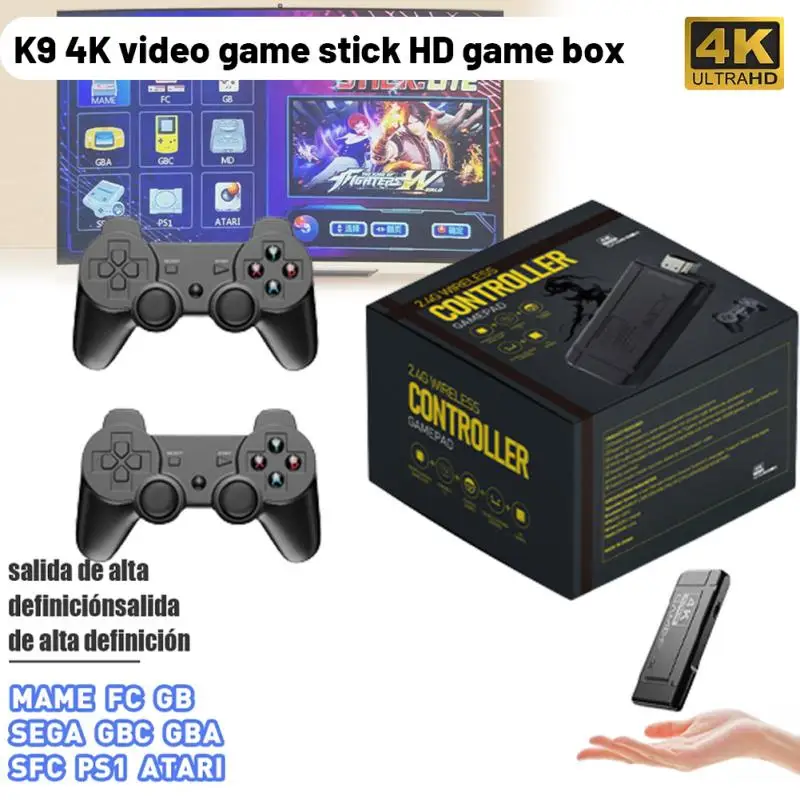 

Видеоджойстик K9 4K, консоль высокой четкости с двойной ручкой, HDMI, 2,4 ГГц, 15000 игр