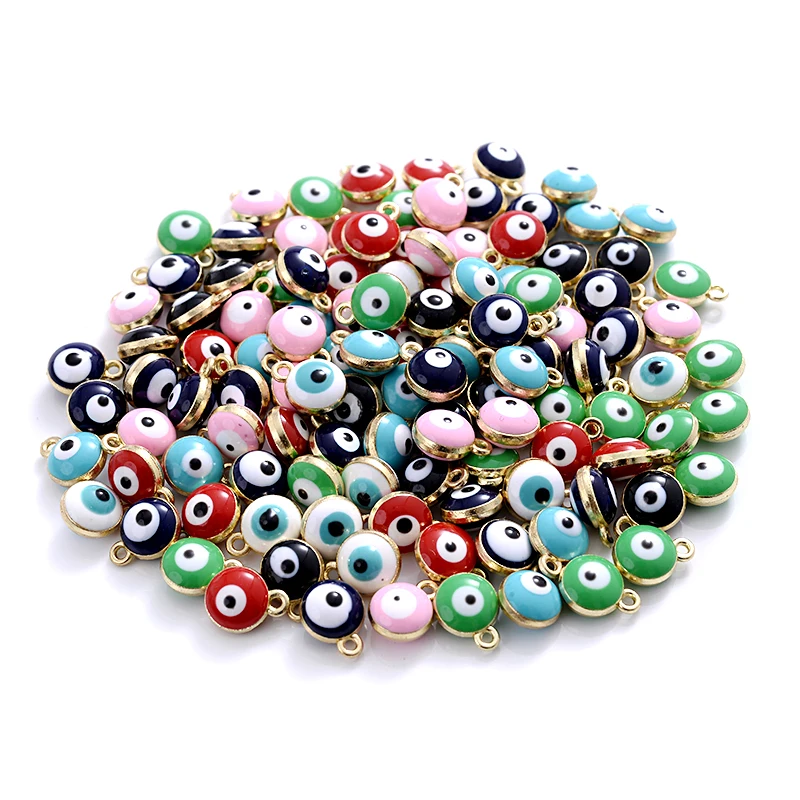 

30Pcs 7x9mm Classic Single Ring Resin Pendant Charm Round Eyeball Shape Pendant For DIY Jewelry Making Necklace Bracelet Earring