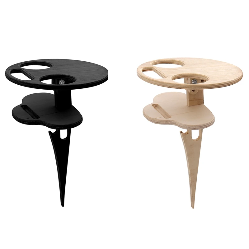 

Wooden Double Layer Portable Folding Picnic Outdoor Wine Table For Garden Porch Beach Snack Table Outdoor Party Picnic