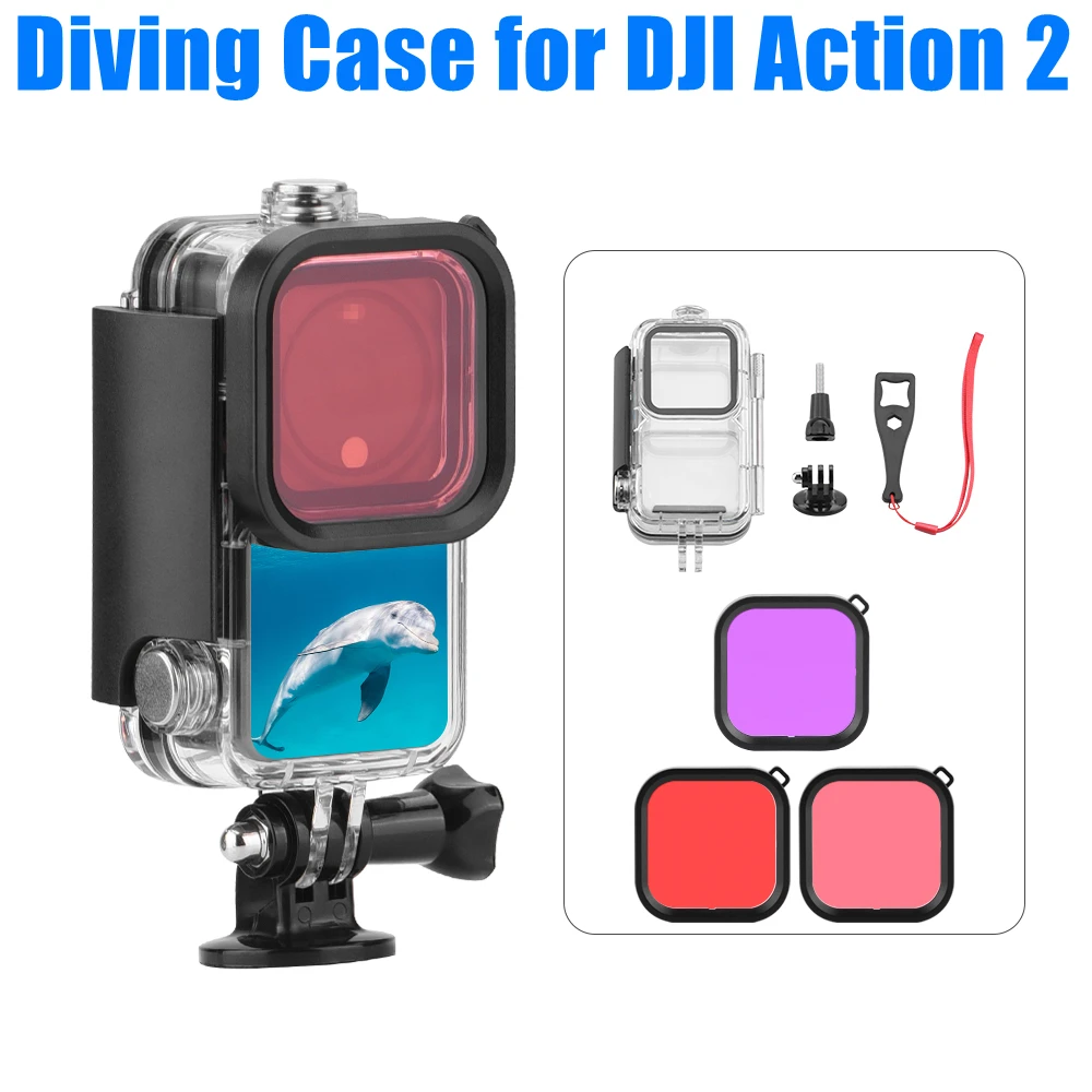 

Защитный чехол для дайвинга водонепроницаемый чехол для DJI Action 2 60M Адаптер крепления для DJI OSMO Action 2 Аксессуары для спортивной камеры
