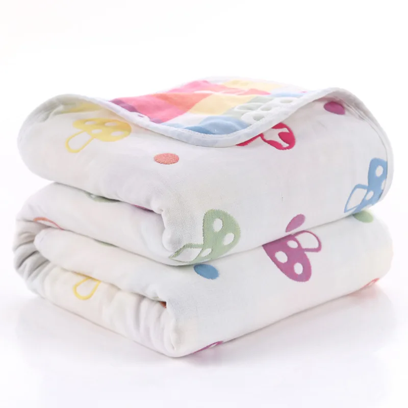 

Newborn Blankets Muslin Cotton Baby Swaddling Boys Girls Baby Sleeping Blanket Infant Stroller Blankets 6 Layers 110*110cm