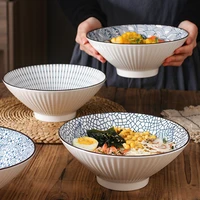ceramic 8 inch kitchen ramen bowl large soup hat bowls durable rice noodle tableware traditional japanese style household dishes