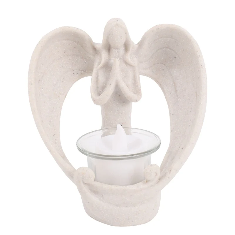 

LICG Resin Angel Candle Holder Angels Candleholder Tealight Bereavement Gift Decor