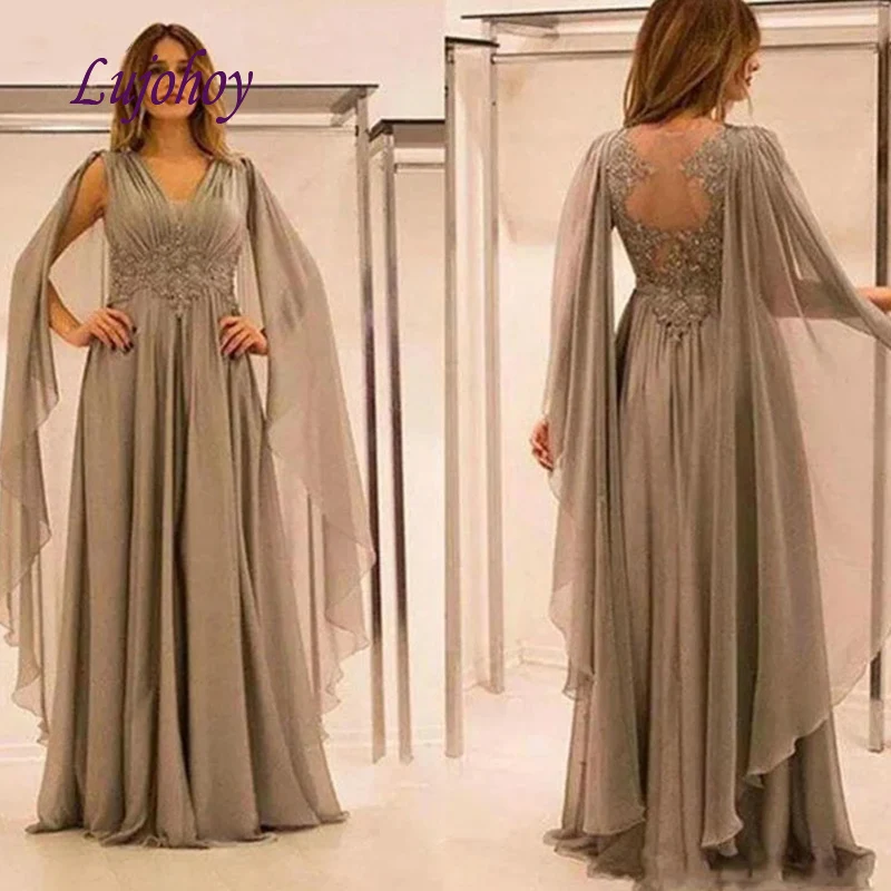 

Long Lace Mother of the Bride Dresses Plus Size for Weddings Chiffon Godmother Groom Dinner Dresses Gowns