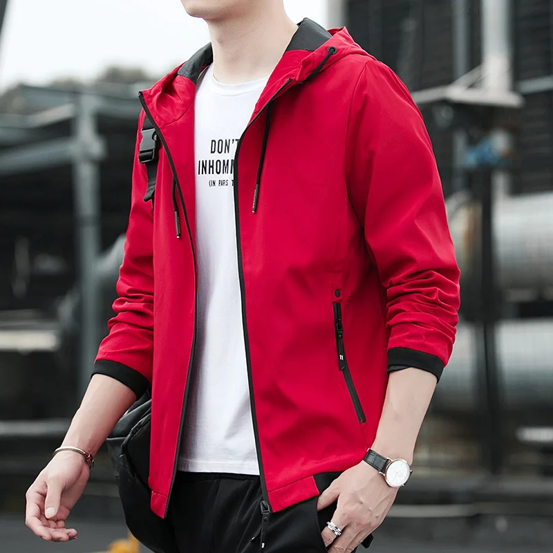 

Jacket Men Hooded Casual Jacket Spring Autumn Men Outwear Zipper Pocket Slim Fit Men's Clothing Brand