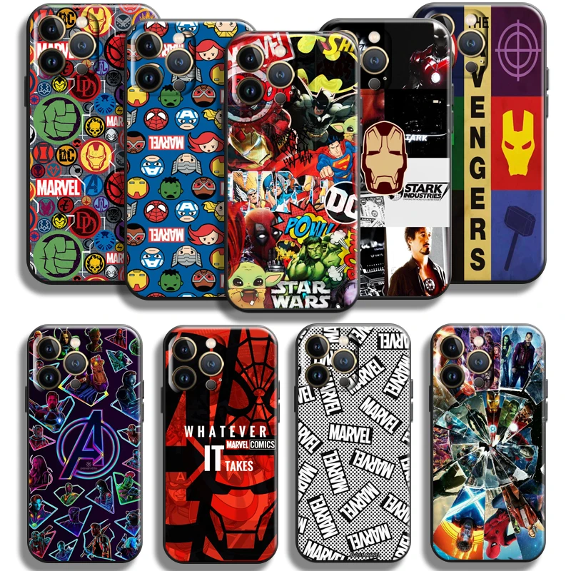 

Marvel Avengers Logo For Apple iPhone 13 12 11 Pro Max Mini X XR XS Max SE 5 5s 6 6S 7 8 Plus Phone Case Liquid Silicon Carcasa