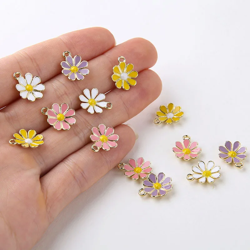 

10pcs Cute Enamel Sakaru Daisy Flowers Charms Pendants for Necklace Bracelet Earring DIY Jewelry Making Accessories Findings