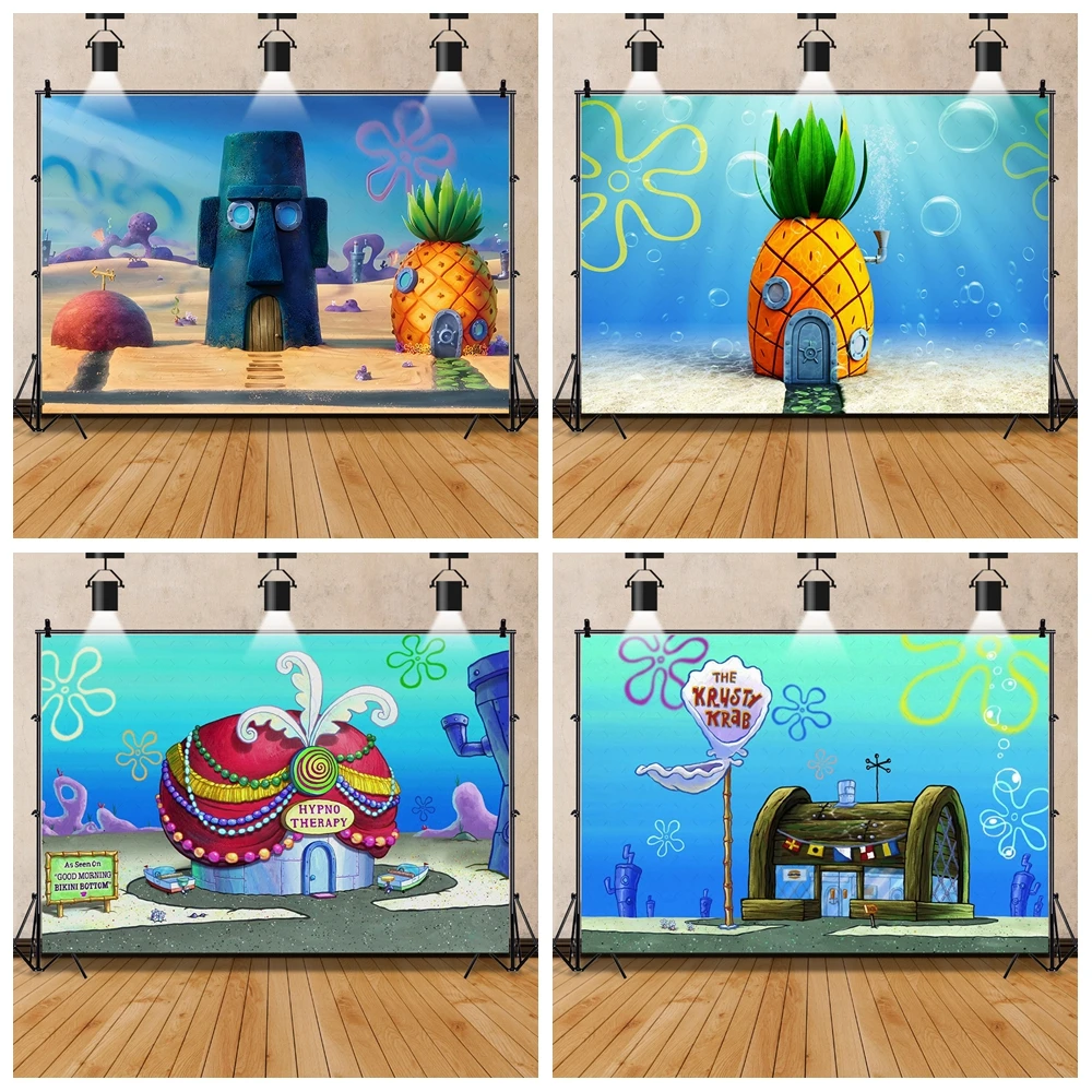 Фоновое полотно для фотосессии KAYOU Губка Боб