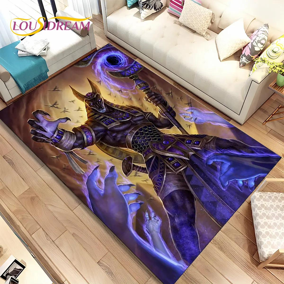 

HD Egypt Death Anubis Mythology Horus Area Rug,Carpet for Home Living Room Bedroom Sofa Doormat Kitchen Decor,Non-slip Floor Mat