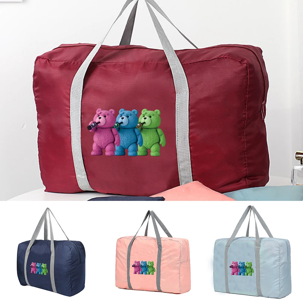 

Large Capacity Travel Bags Men Clothing Organize Travel Bag Storage Bags Foldable Bag Luggage Women Handbag three Bears Series