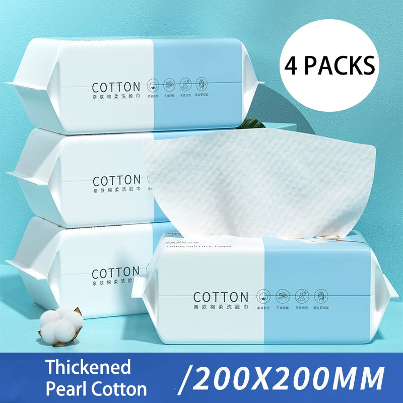 

400 Sheets Facial Cleansing Cotton Tissue Disposable Face Towel Ultra Soft Washcloths Wet Dry Use Makeup Remover Wipes