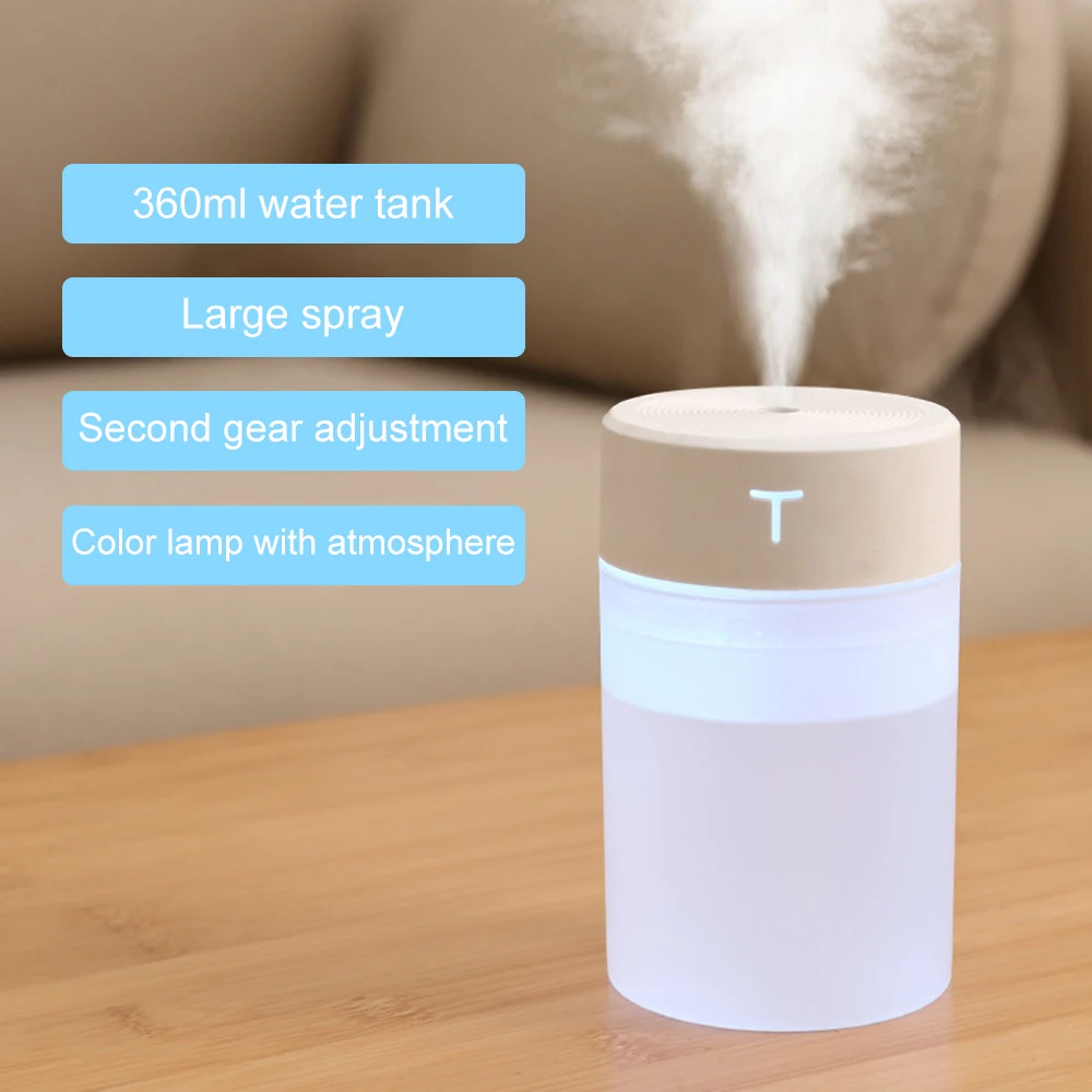 

New 360ml Air Humidifier Large Capacity Portable USB Desktop Air Diffuser Purifier Atomizer For Aroma In Home Office Car