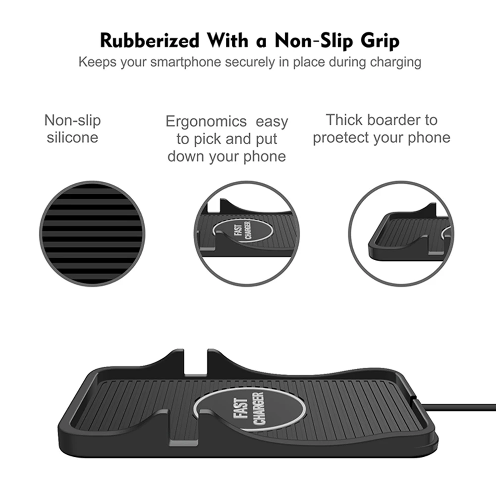 Pad Car Wireless Charger Silicone Universal Accessories Black Fast Charging